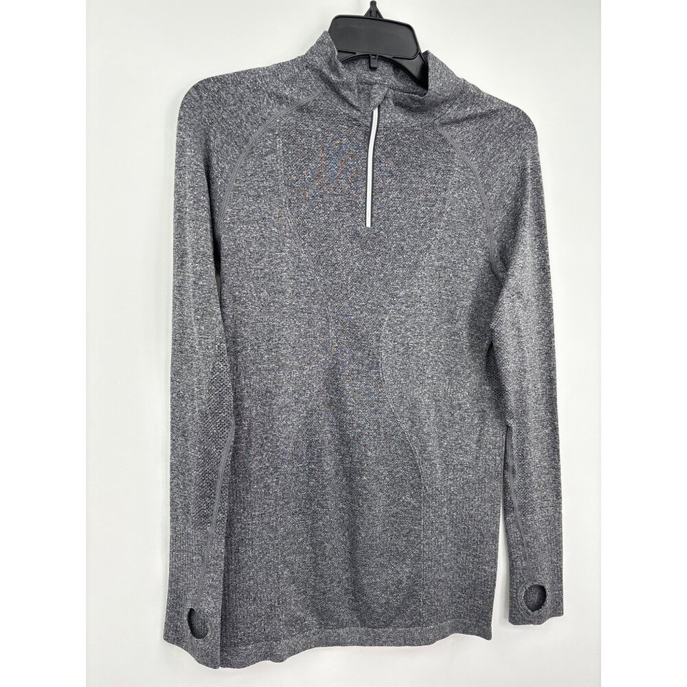 Zyia Active Mock Zip Neck Stretch Long Sleeve Top Shirt Gray Medium - Picture 2 of 5